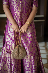 Aashiq - Wine brocade sharara